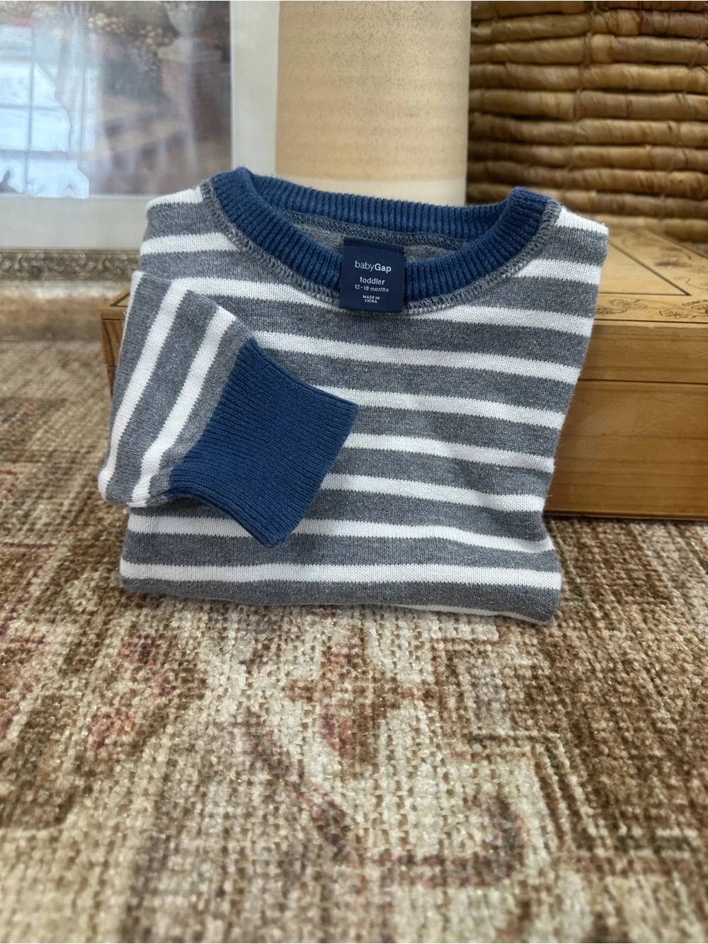 Baby Gap Toddler Boy Knit Sweater 12-18 Months Striped Crewneck Cotton